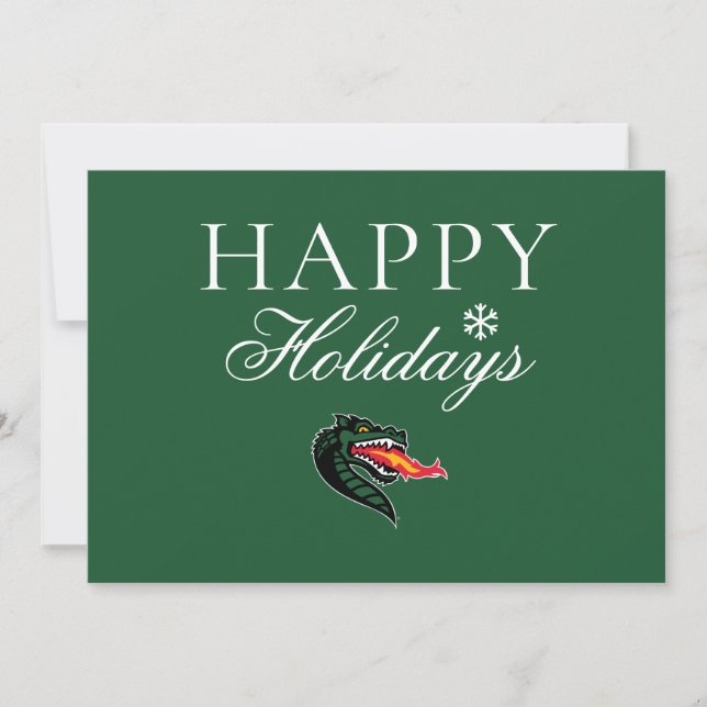 UAB Blazers Fire-Breathing Dragon Mascot Logo Holiday Card (Front)