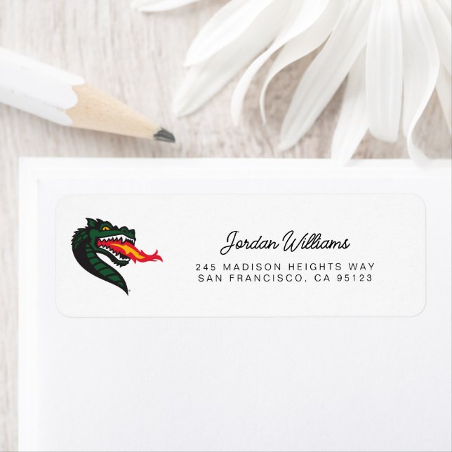 UAB Blazers Fire-Breathing Dragon Mascot Logo Label (Insitu)