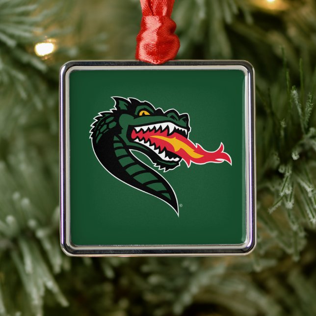 UAB Blazers Fire-Breathing Dragon Mascot Logo Metal Ornament (Tree)