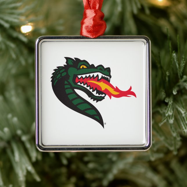 UAB Blazers Fire-Breathing Dragon Mascot Logo Metal Ornament (Tree)