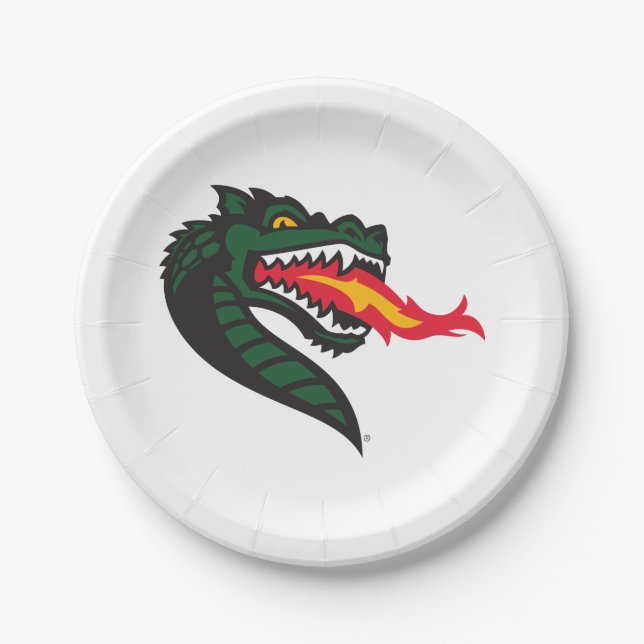 UAB Blazers Fire-Breathing Dragon Mascot Logo Paper Plates (Front)