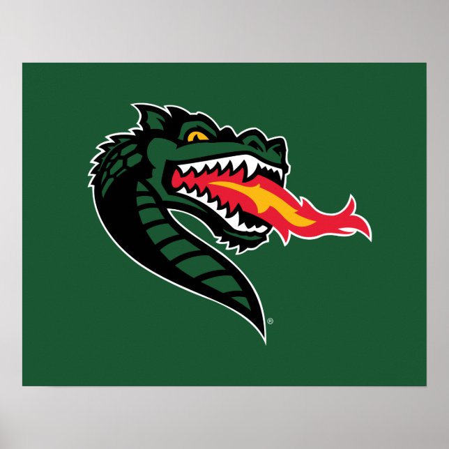 UAB Blazers Fire-Breathing Dragon Mascot Logo Poster (Front)