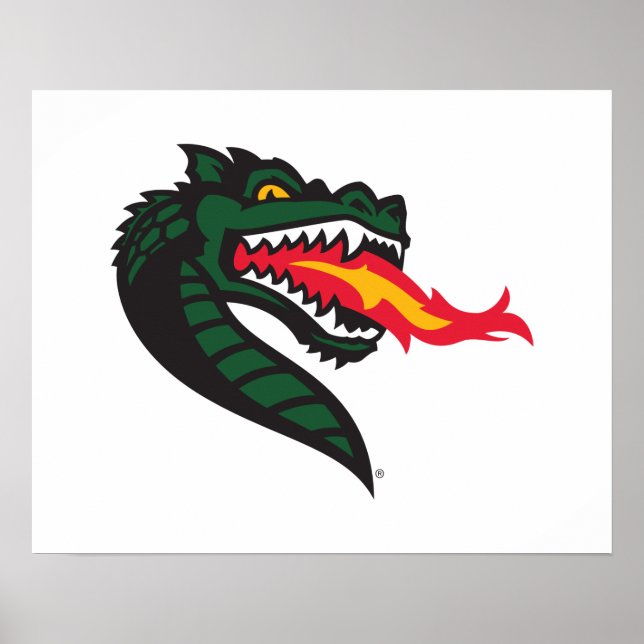 UAB Blazers Fire-Breathing Dragon Mascot Logo Poster (Front)