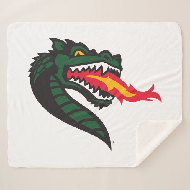 UAB Blazers Fire-Breathing Dragon Mascot Logo Sherpa Blanket (Front (Horizontal))