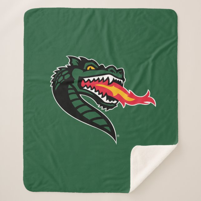 UAB Blazers Fire-Breathing Dragon Mascot Logo Sherpa Blanket (Front)