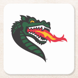 UAB Blazers Fire-Breathing Dragon Mascot Logo Square Paper Coaster