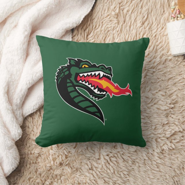 UAB Blazers Fire-Breathing Dragon Mascot Logo Throw Pillow (Blanket)