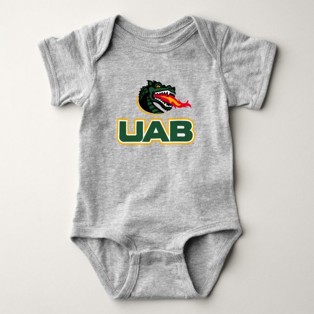 UAB Blazers Logo Dragon Mascot Baby Bodysuit (Front)