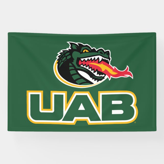 UAB Blazers Logo Dragon Mascot Banner (Horizontal)