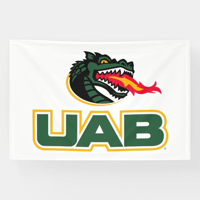 UAB Blazers Logo Dragon Mascot Banner (Horizontal)