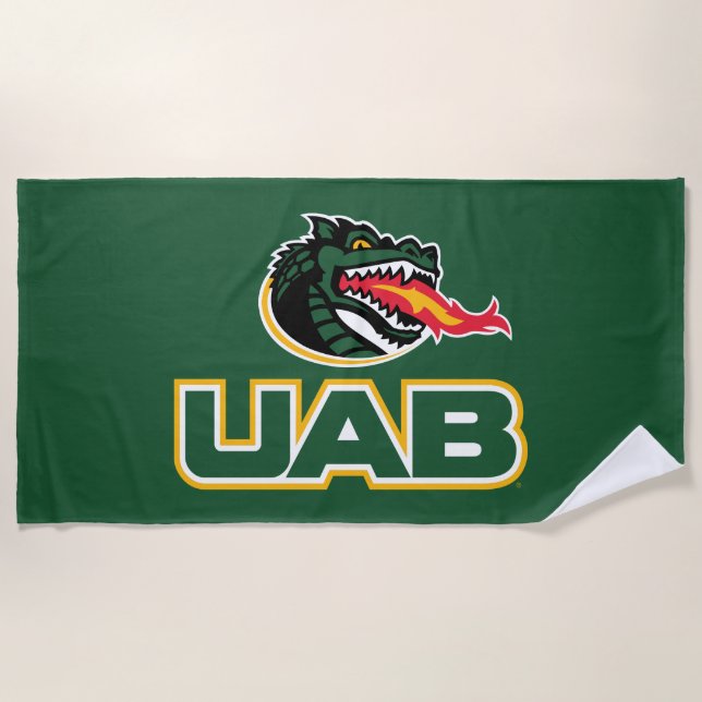 UAB Blazers Logo Dragon Mascot Beach Towel (Front)