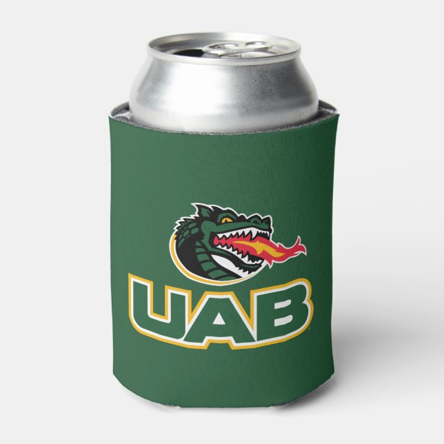UAB Blazers Logo Dragon Mascot Can Cooler (Can Front)