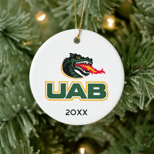 UAB Blazers Logo Dragon Mascot Ceramic Ornament (Tree)