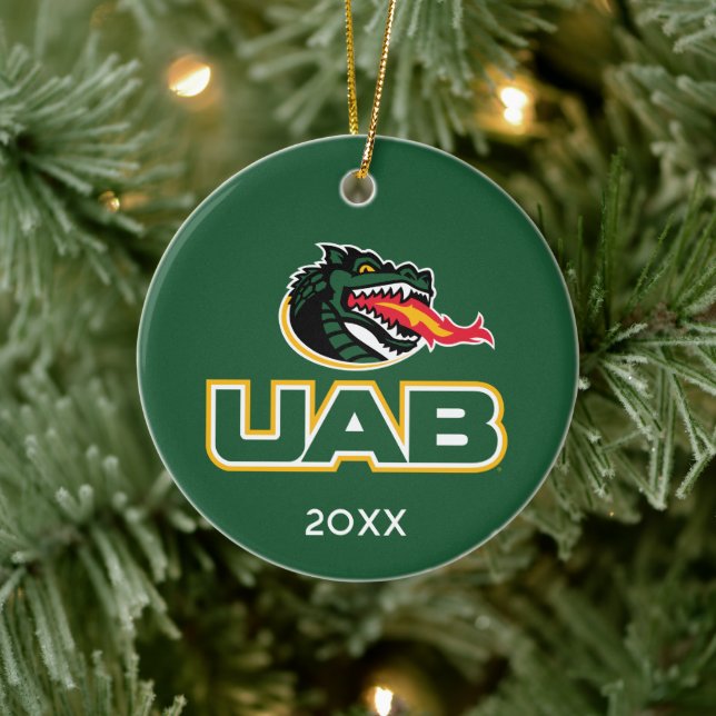 UAB Blazers Logo Dragon Mascot Ceramic Ornament (Tree)