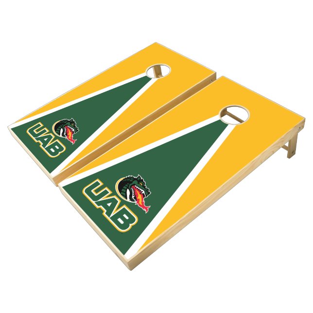 UAB Blazers Logo Dragon Mascot Cornhole Set (Angled)