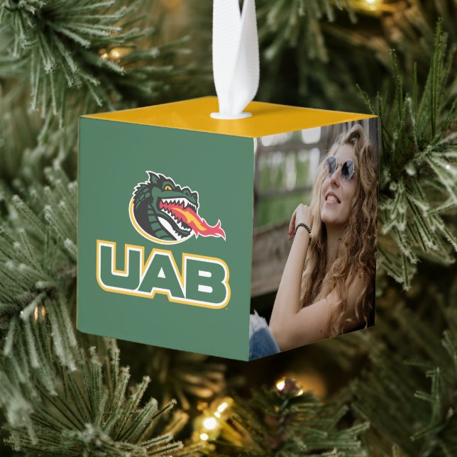 UAB Blazers Logo Dragon Mascot Cube Ornament (Tree)
