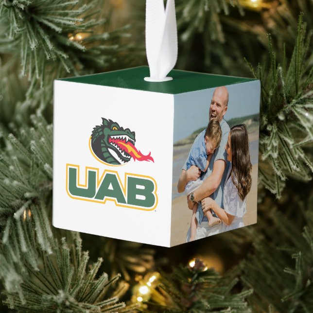 UAB Blazers Logo Dragon Mascot Cube Ornament (Tree)