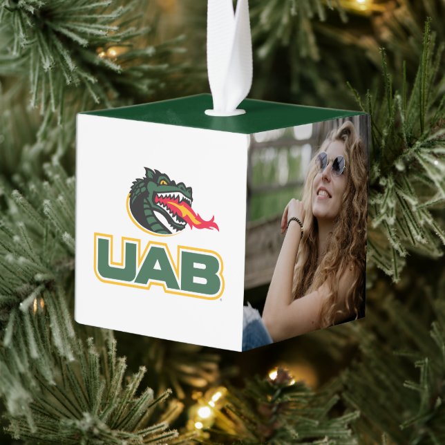 UAB Blazers Logo Dragon Mascot Cube Ornament (Tree)