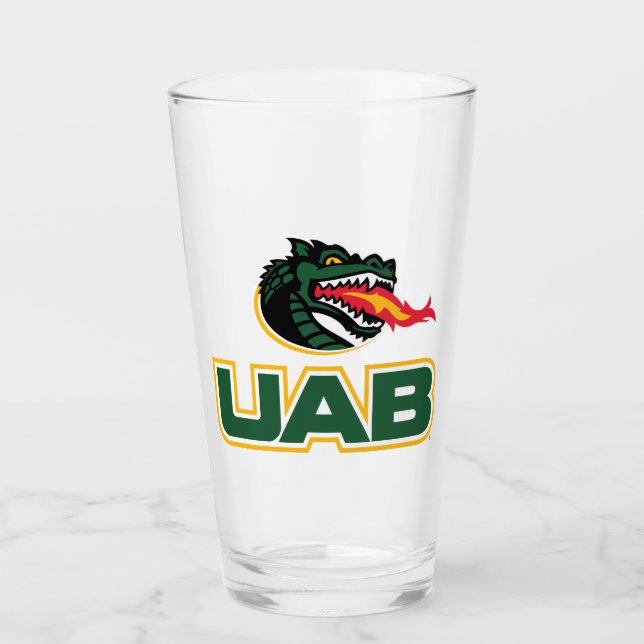 UAB Blazers Logo Dragon Mascot Glass (Front)