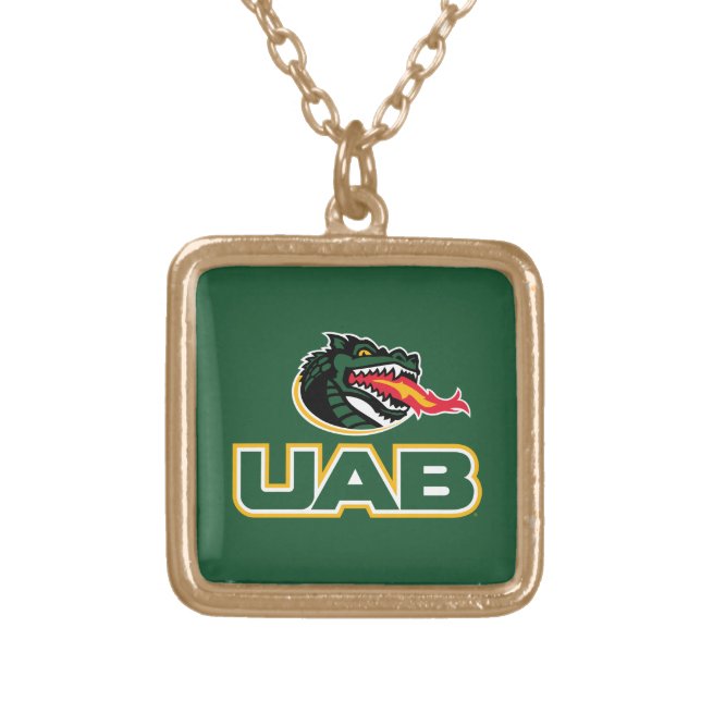 UAB Blazers Logo Dragon Mascot Gold Plated Necklace (Front)