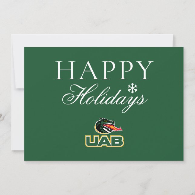 UAB Blazers Logo Dragon Mascot Holiday Card (Front)