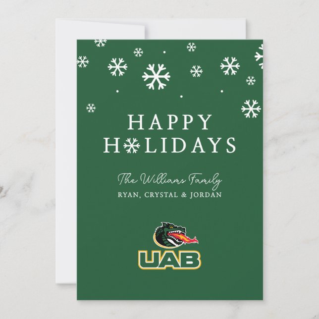 UAB Blazers Logo Dragon Mascot Holiday Card (Front)