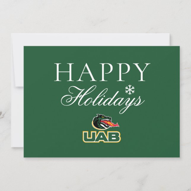 UAB Blazers Logo Dragon Mascot Holiday Card (Front)