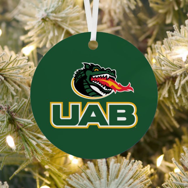 UAB Blazers Logo Dragon Mascot Metal Ornament (Insitu)