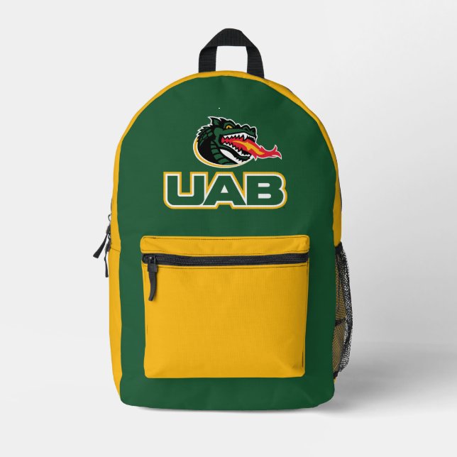 UAB Blazers Logo Dragon Mascot Printed Backpack (Front)