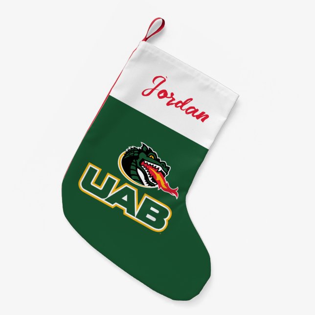 UAB Blazers Logo Dragon Mascot Small Christmas Stocking (Front (Hanging))
