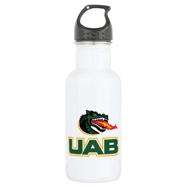 UAB Blazers Logo Dragon Mascot Stainless Steel Water Bottle (Front)