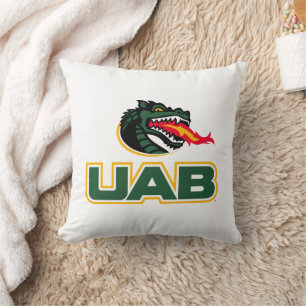 UAB Blazers Logo Dragon Mascot Throw Pillow