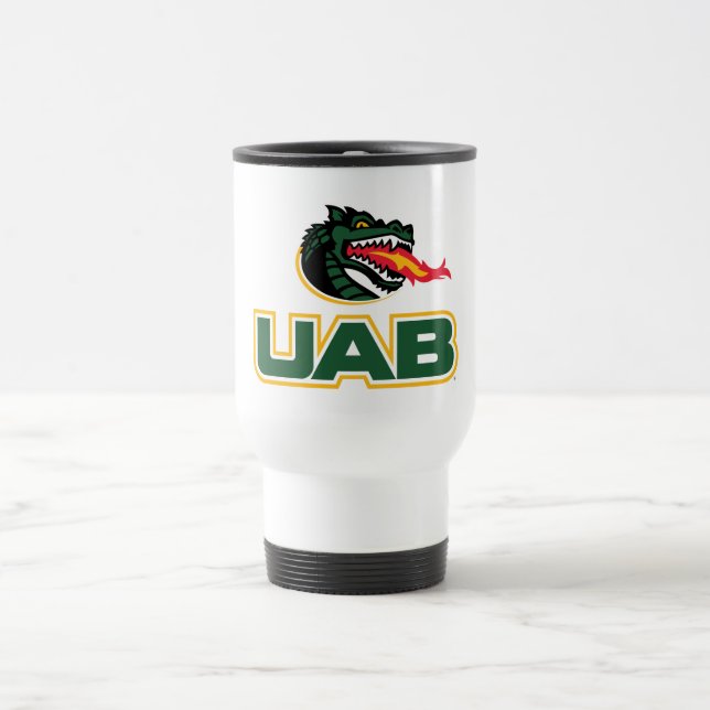 UAB Blazers Logo Dragon Mascot Travel Mug (Center)