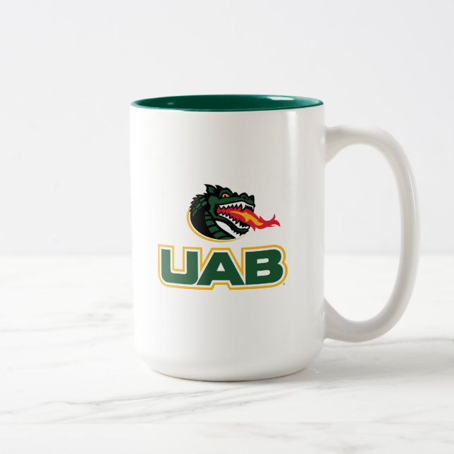 UAB Blazers Logo Dragon Mascot Two-Tone Coffee Mug (Right)