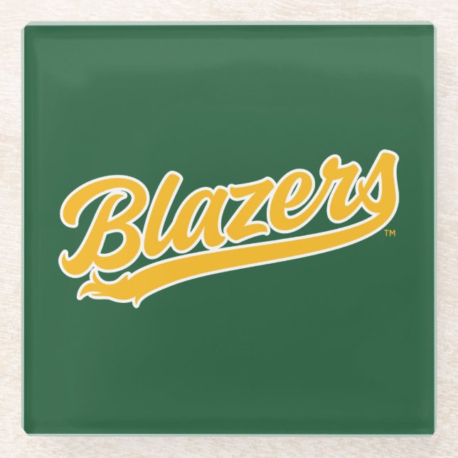 UAB Blazers Official Script Logo Glass Coaster (Front)
