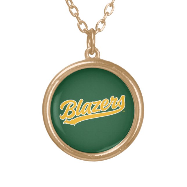 UAB Blazers Official Script Logo Gold Plated Necklace (Front)