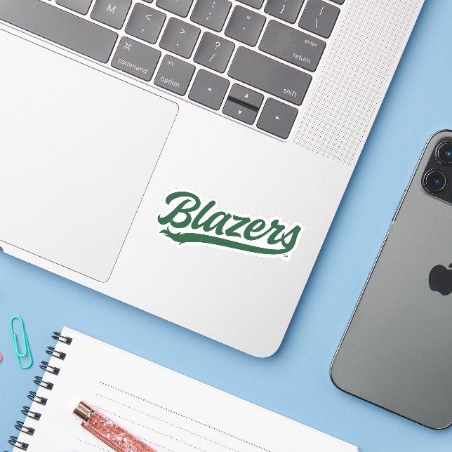 UAB Blazers Official Script Logo Sticker (Laptop w/ iPhone)