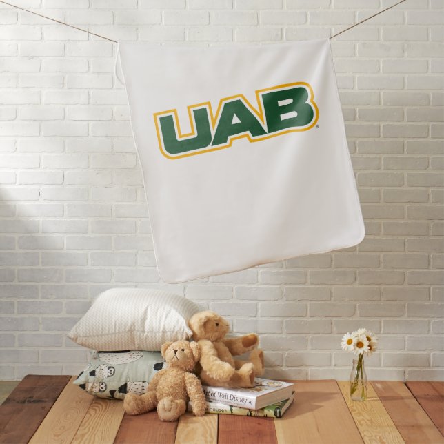 UAB Bold Block Letter Logo Baby Blanket (In Situ)