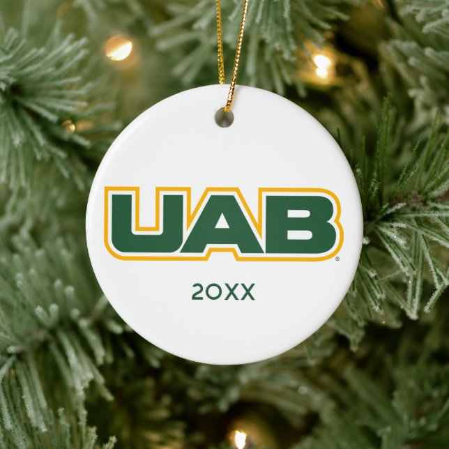 UAB Bold Block Letter Logo Ceramic Ornament (Tree)