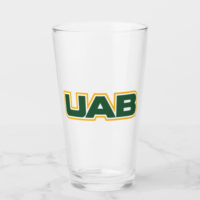 UAB Bold Block Letter Logo Glass (Front)