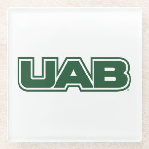 UAB Bold Block Letter Logo Glass Coaster