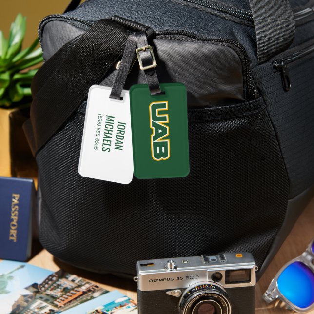 UAB Bold Block Letter Logo Luggage Tag (Front & Back)