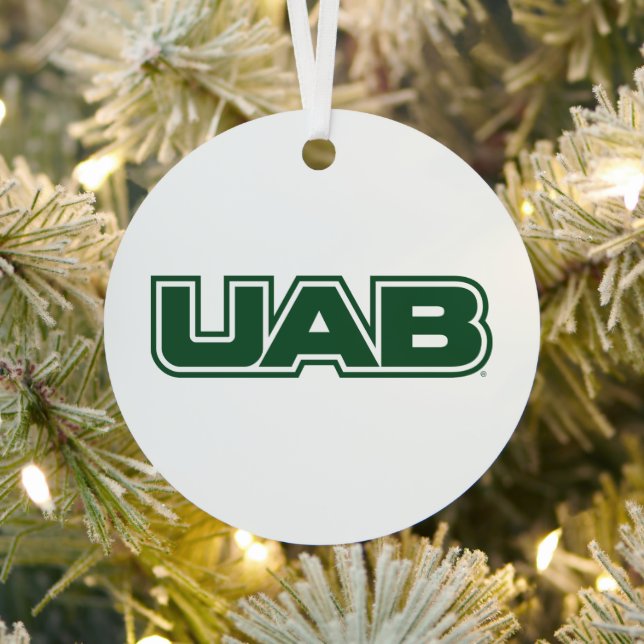 UAB Bold Block Letter Logo Metal Ornament (Insitu)