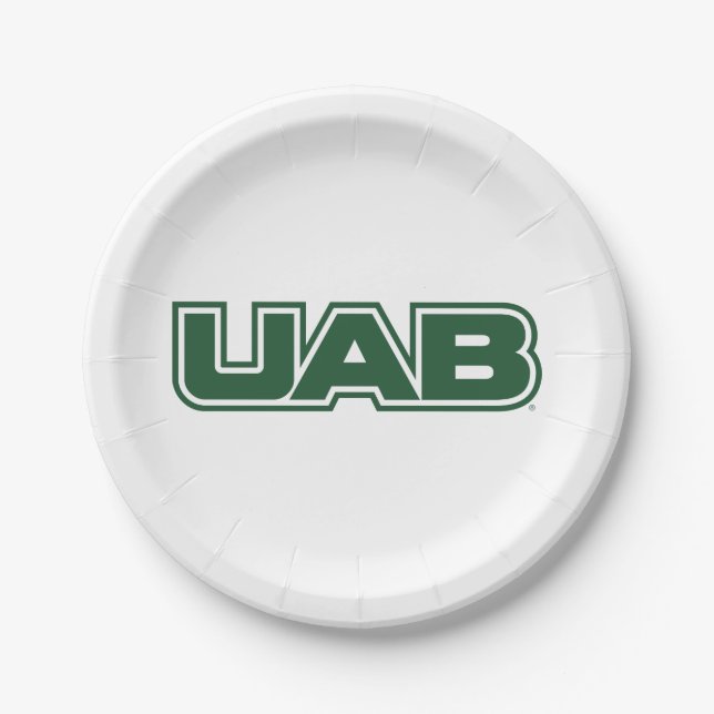 UAB Bold Block Letter Logo Paper Plates (Front)