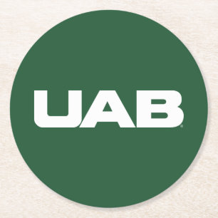 UAB Bold Block Letter Logo Round Paper Coaster