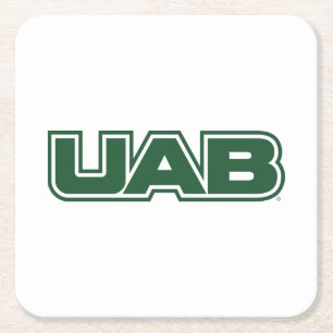 UAB Bold Block Letter Logo Square Paper Coaster
