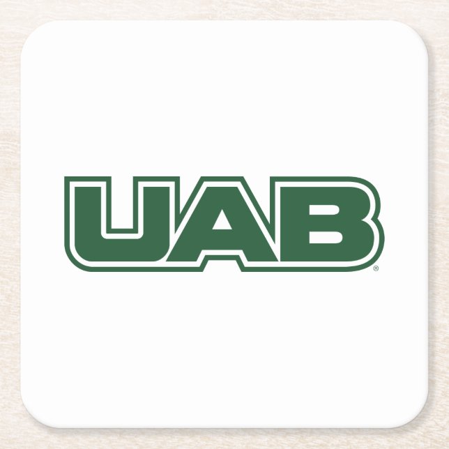 UAB Bold Block Letter Logo Square Paper Coaster (Front)