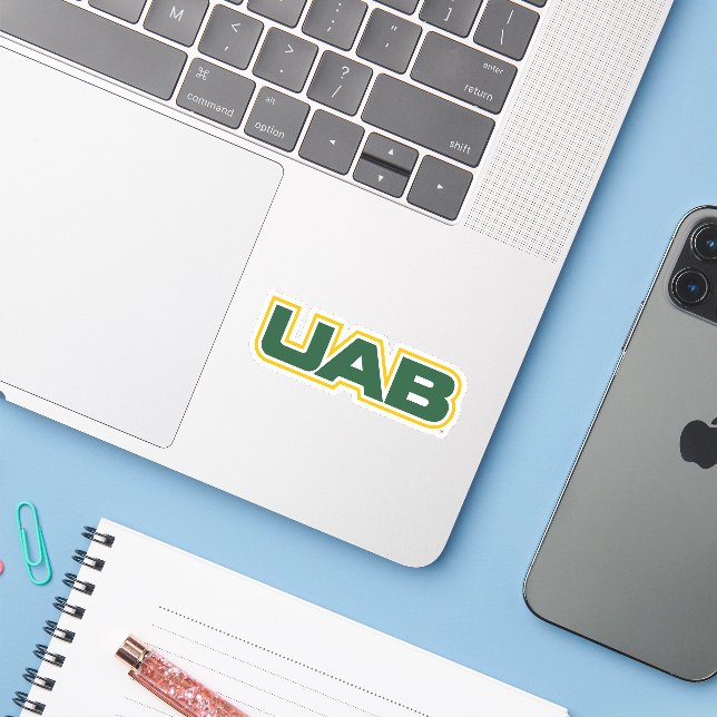 UAB Bold Block Letter Logo Sticker (Laptop w/ iPhone)