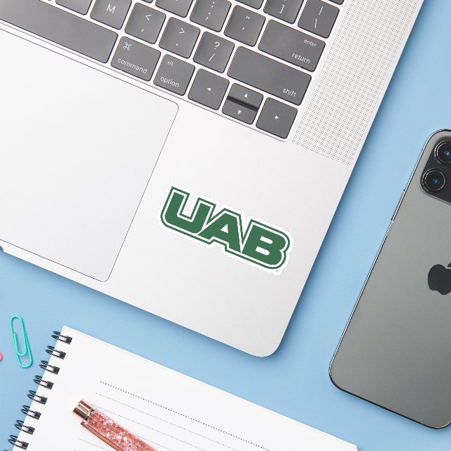 UAB Bold Block Letter Logo Sticker (Laptop w/ iPhone)