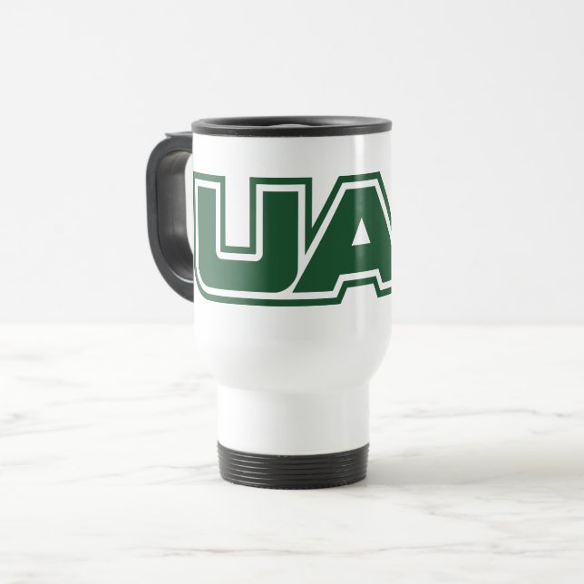 UAB Bold Block Letter Logo Travel Mug (Front Left)
